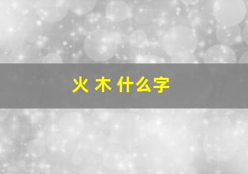 火 木 什么字